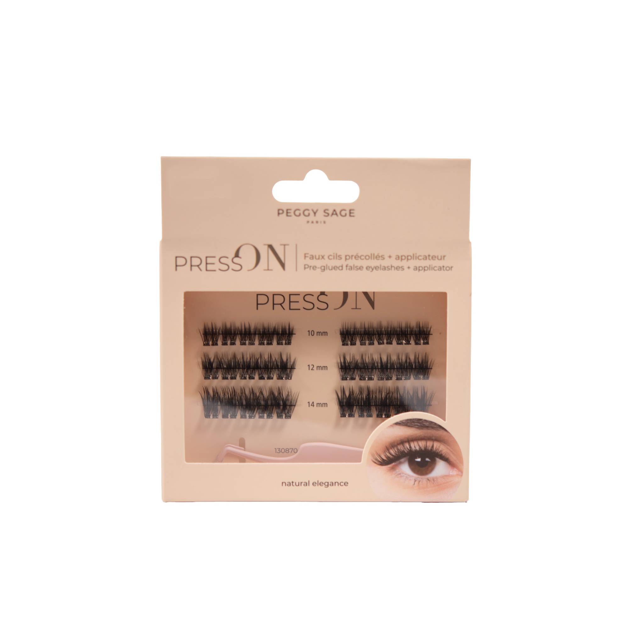 Faux cils précollés PRESS ON + applicateur - Natural elegance de la marque Peggy Sage - 1
