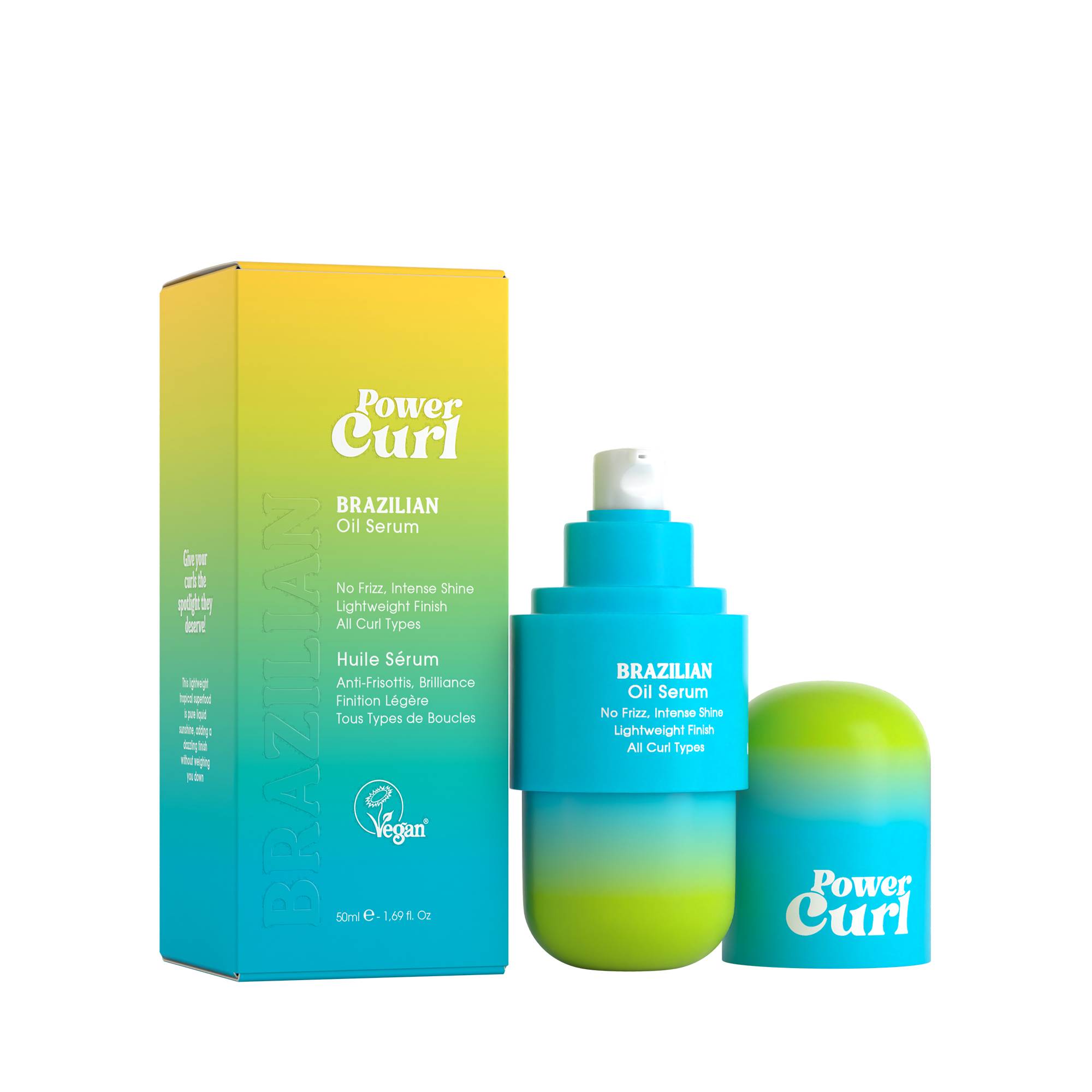 Huile sérum Brazilian tous types boucles - anti-frisottis, brillance de la marque Power Curl Contenance 50ml - 1