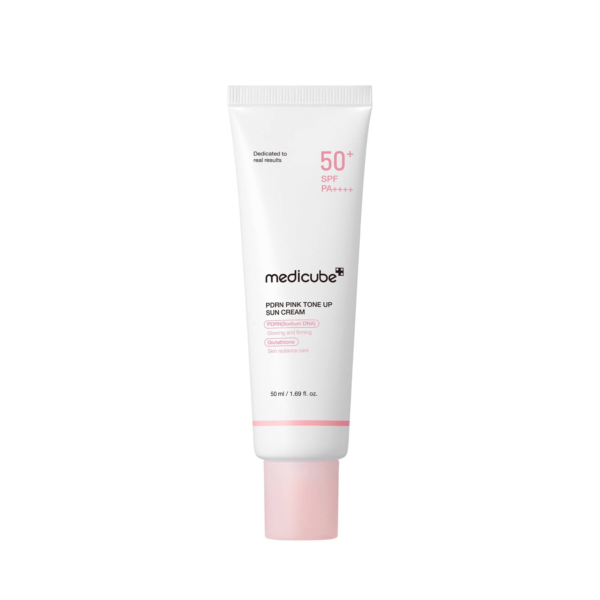 Crème solaire tonifiante rose PDRN Pink Tone Up SPF50+ – protection, éclat de la marque Medicube Contenance 50ml - 1