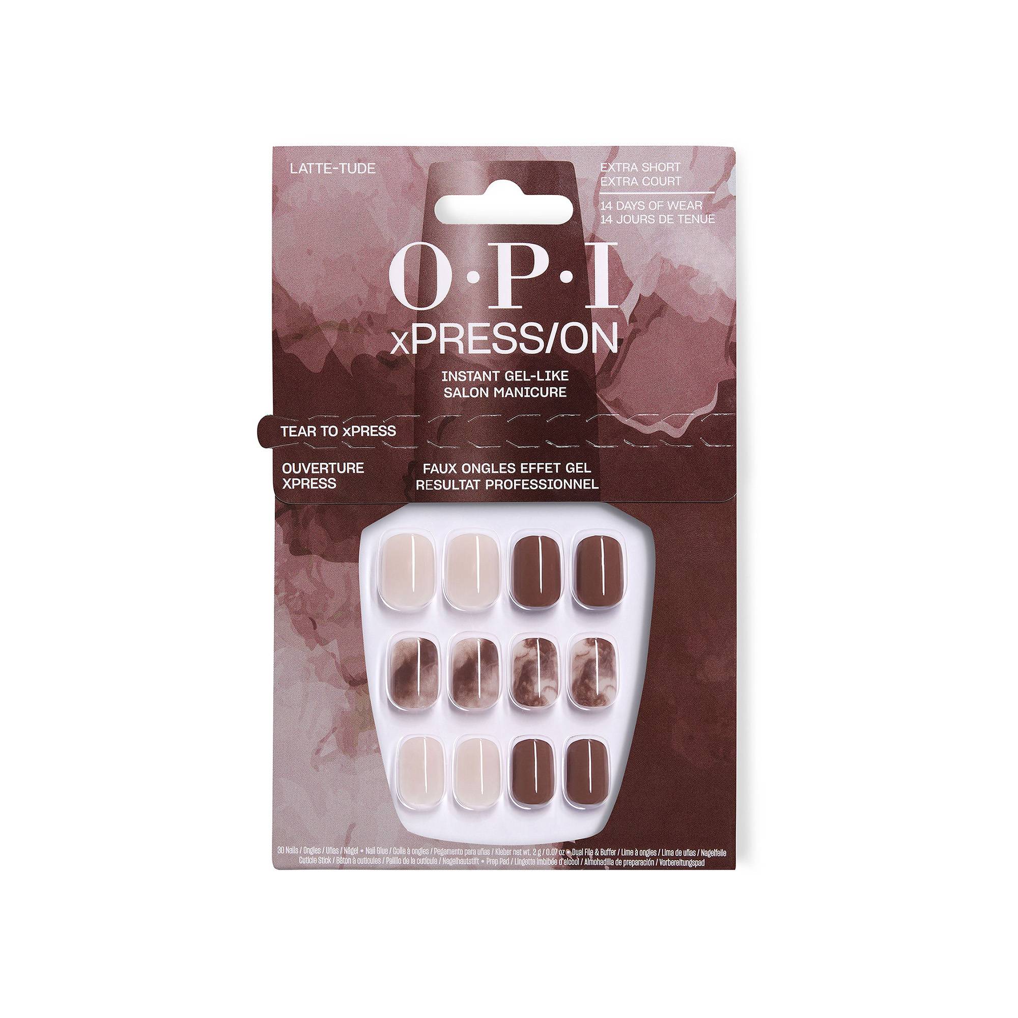 xPRESS/ON Latte-tude – Faux ongles effet gel réutilisables de la marque OPI - 1