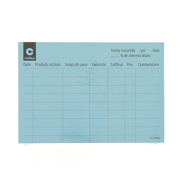 Fiches technique bleues coloration et permanente x100 de la marque Coiffeo - 1