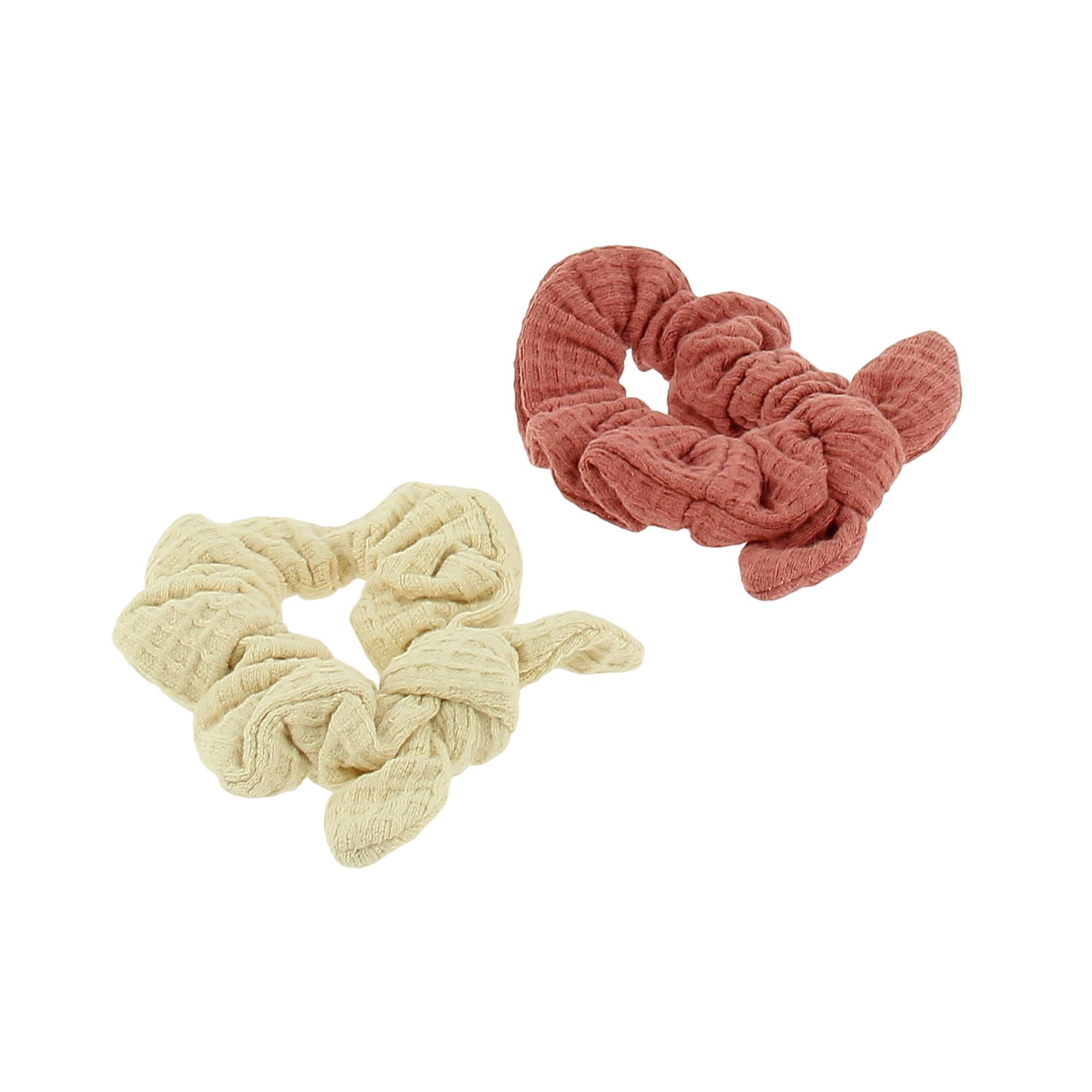 Lot de 2 chouchous blanc cassé et vieux rose de la marque Bleu Libellule - 1