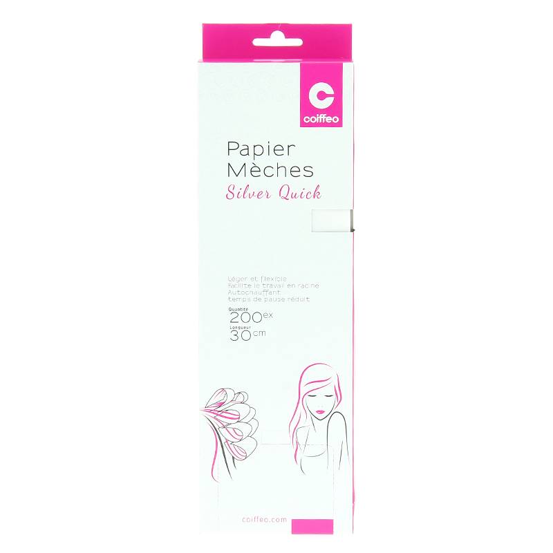 Papier mèches auto-chauffant 30x9.5cm Silver Quick x200 de la marque Coiffeo - 1