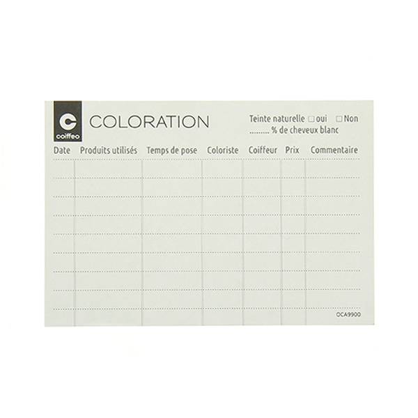 Fiches technique blanches coloration et permanente x100 de la marque Coiffeo - 1
