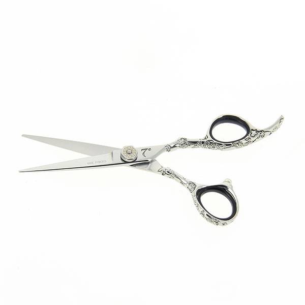 Ciseaux de coupe offset Argent motifs fleurs 5.5 de la marque 7e ÉLÉMENT - 1