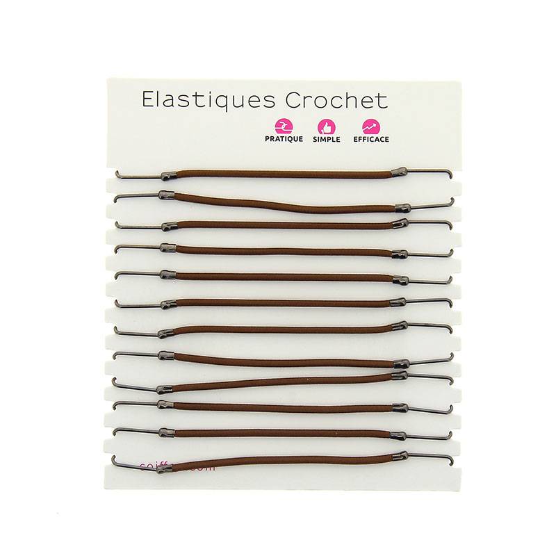 Elastique crochet Châtain x12 de la marque Coiffeo - 1
