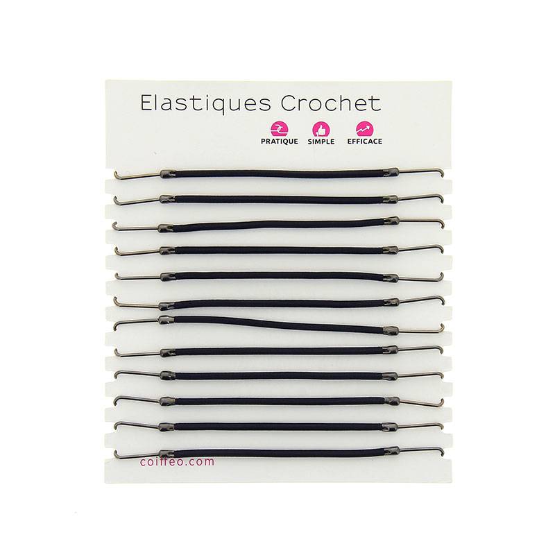 Elastique crochet Noir x12 de la marque Coiffeo - 1