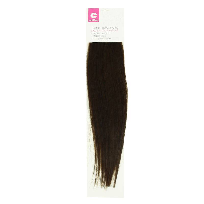 Bandeau extensions naturelles à clips Chatain de la marque Coiffeo - 1