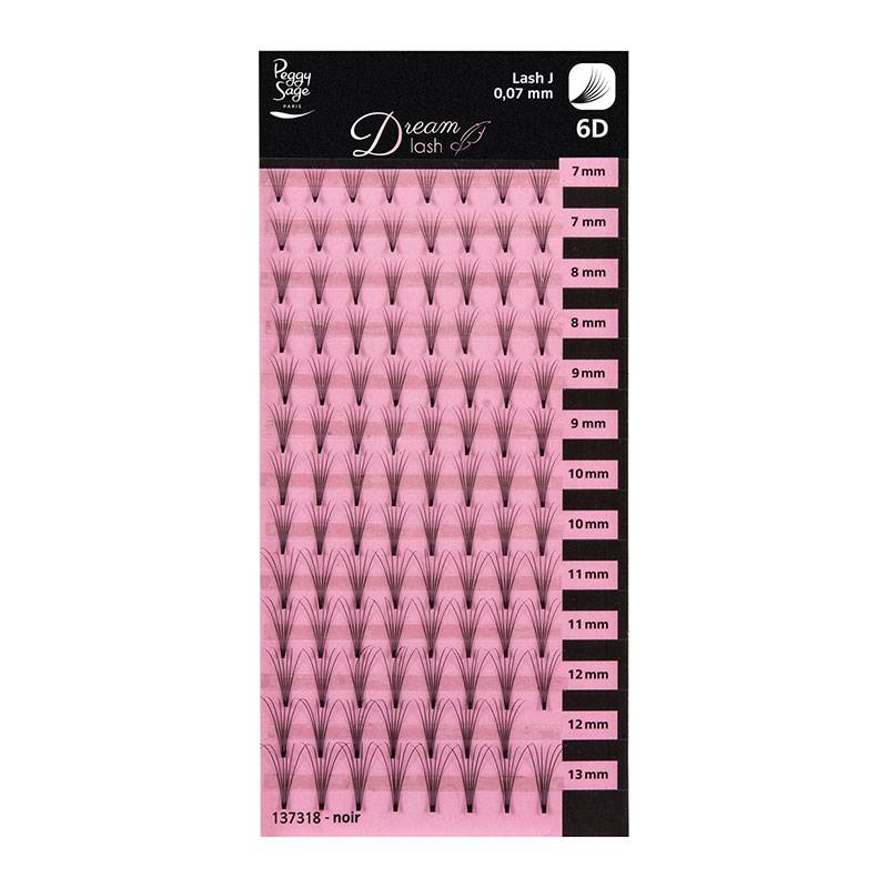 Extension de cils volume russe 6D Courbe naturelle 0.07x 7-8-9-10-11-12-13mm de la marque Peggy Sage - 1