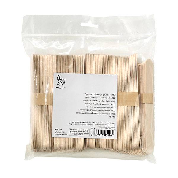 Lot de 200 spatules jetables en bois pour le corps 15cm de la marque Peggy Sage - 1