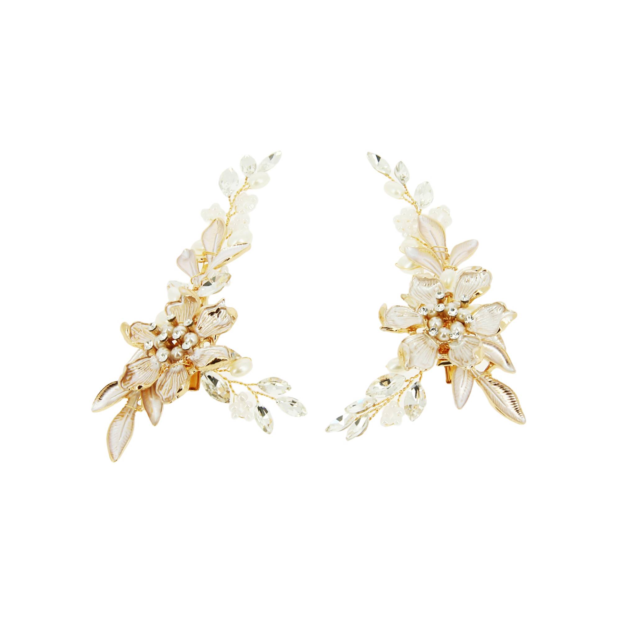 Lot de 2 barrettes dorées à fleurs de la marque Coiffeo - 1