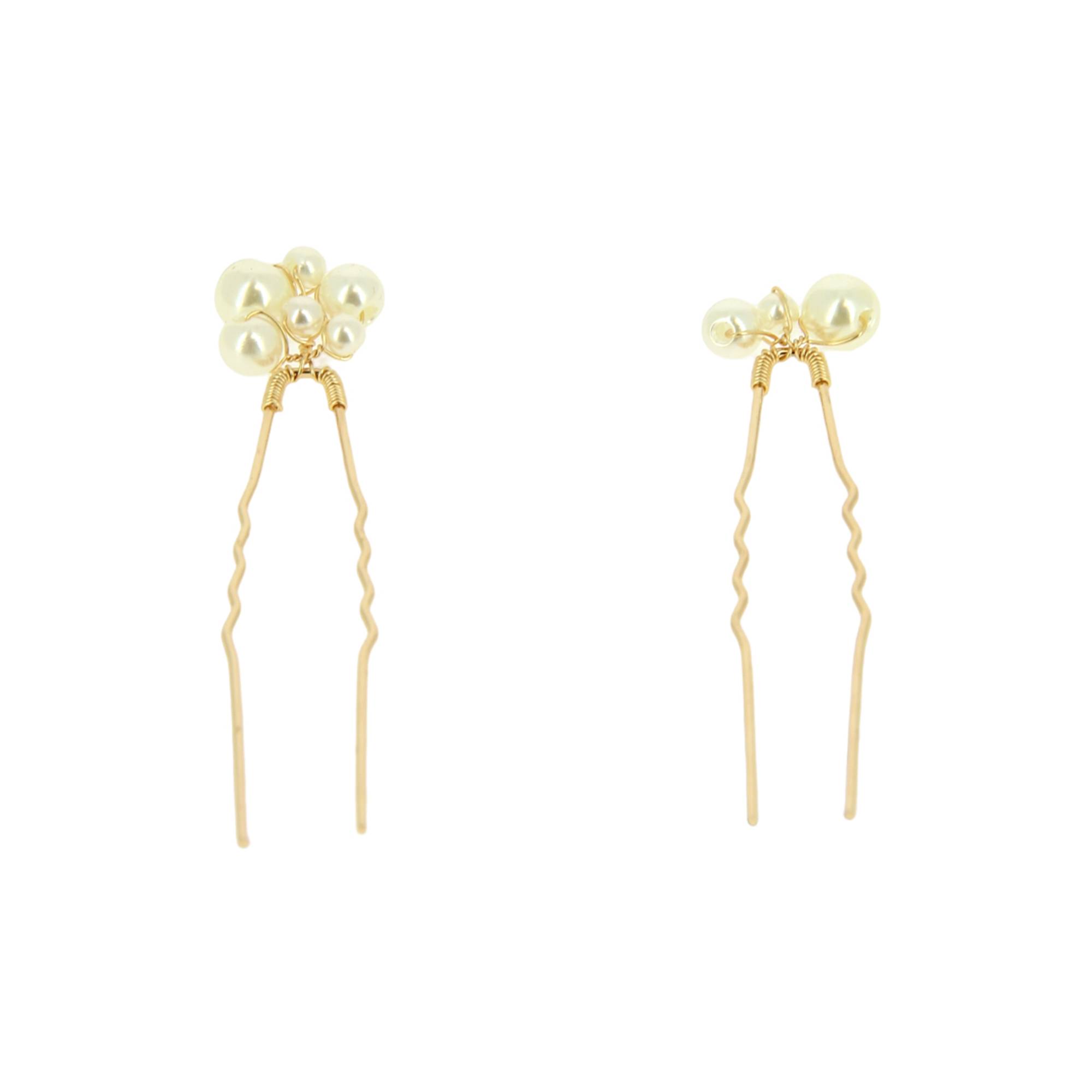 Lot de 2 épingles à chignon dorées avec perles de la marque Coiffeo - 1