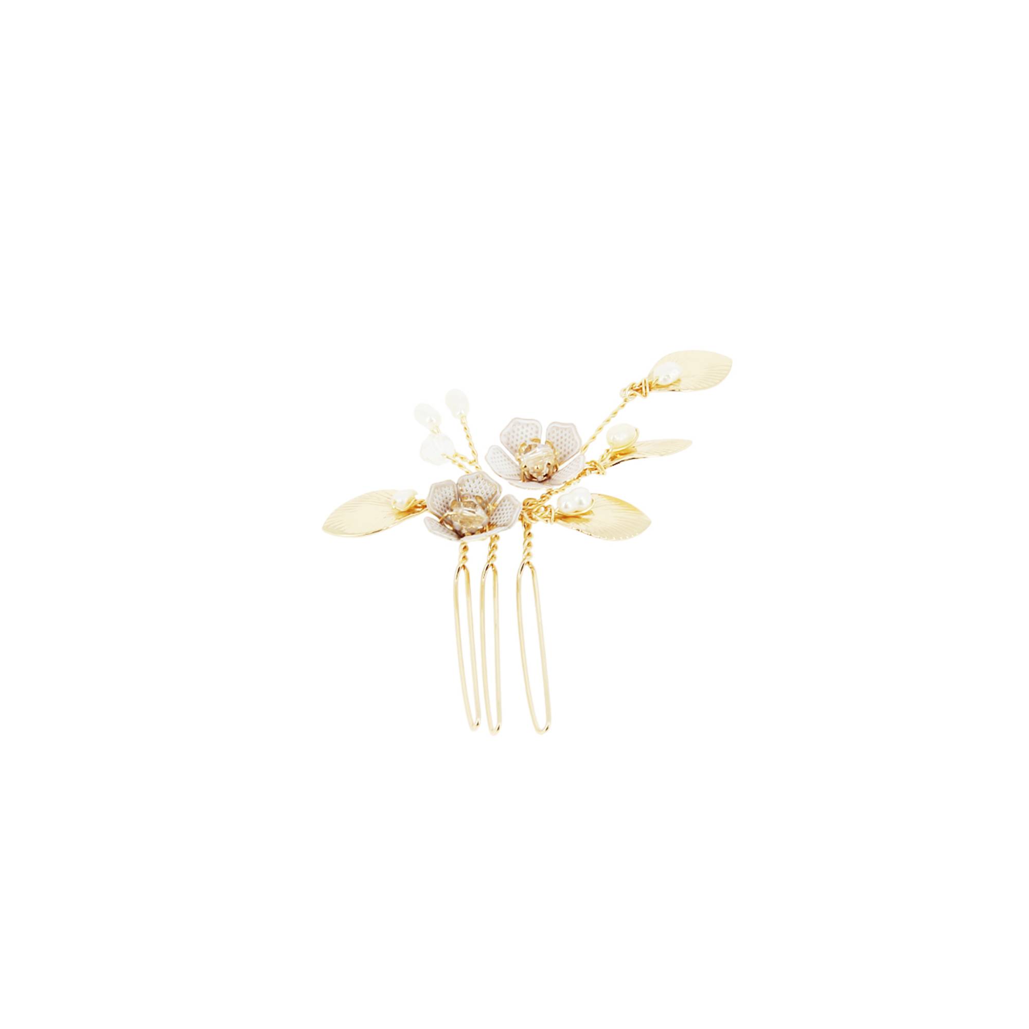 Peigne barrette à fleurs dorées de la marque Coiffeo - 1