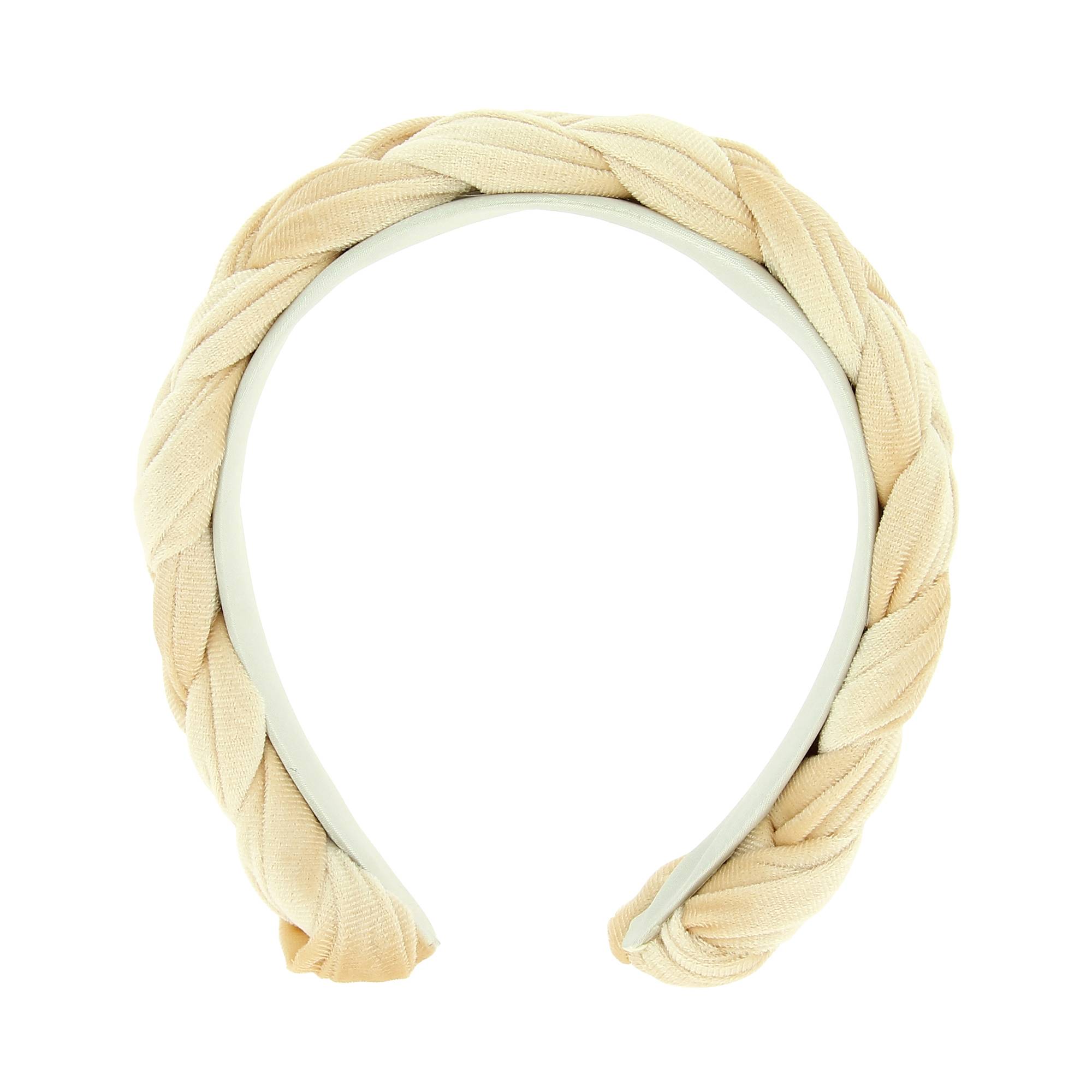 Serre-tête en velours tréssé Beige de la marque Bleu Libellule - 1