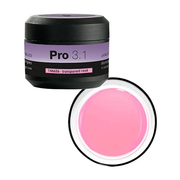 Gel de construction 3 en 1 Pro 3.1 Transparent rosé de la marque Peggy Sage Contenance 15g - 1