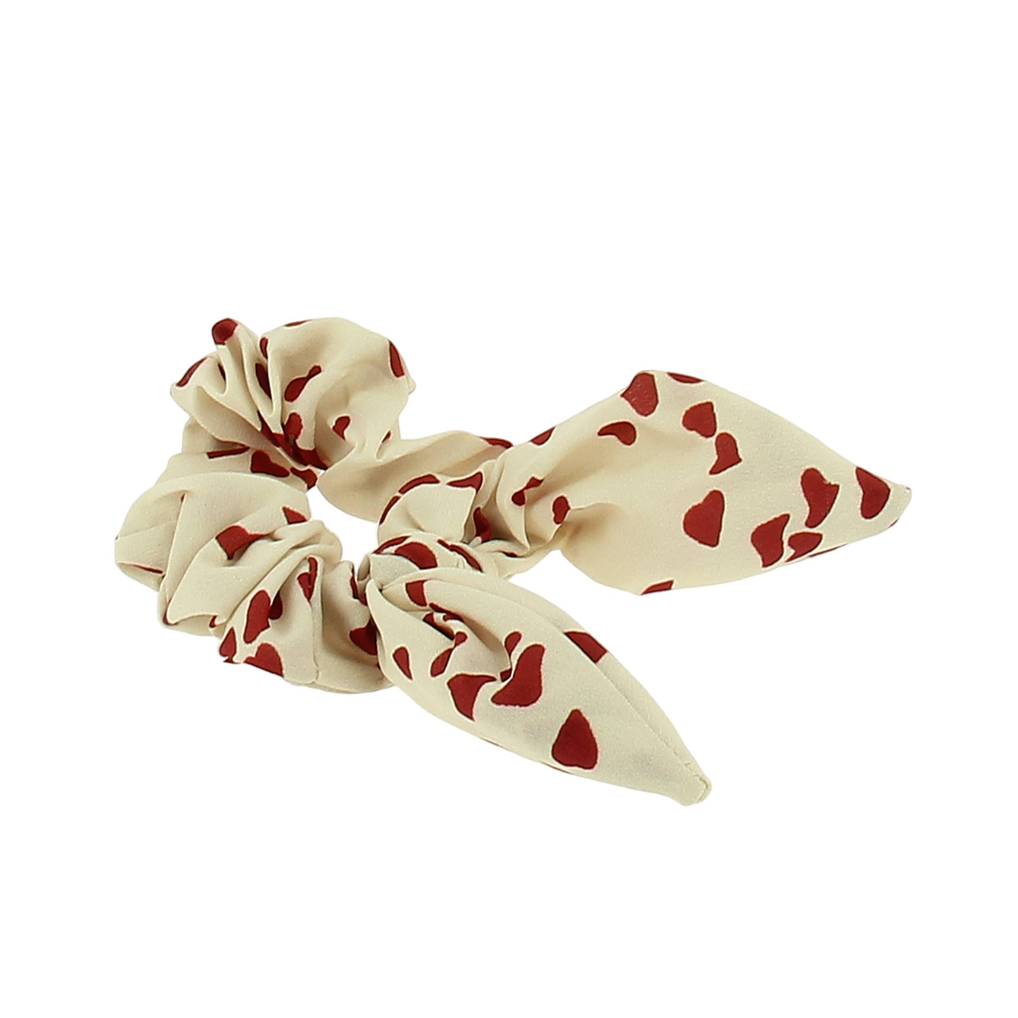Chouchou beige imprimé cœur de la marque Bleu Libellule - 1