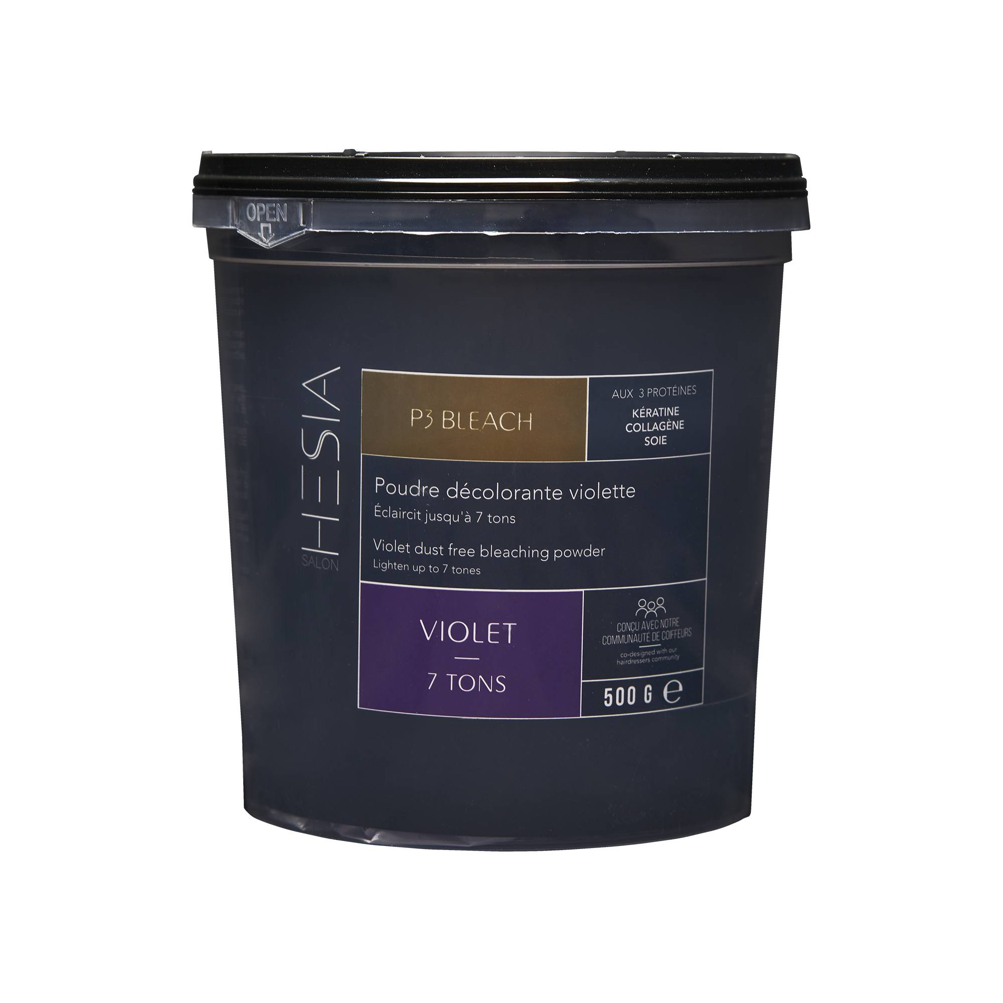 Poudre décolorante violette P3 Bleach de la marque HESIA Salon Contenance 500g - 1