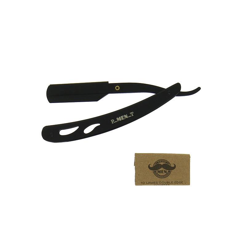 Rasoir à lame interchangeable Aluminium Noir mat + 10 lames double edge courtes de la marque Pure Men Tolerance - 1