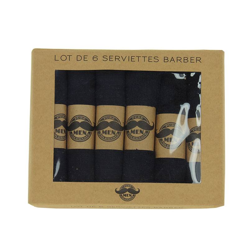 Lot de 6 serviettes en coton barber Noire de la marque Pure Men Tolerance - 1