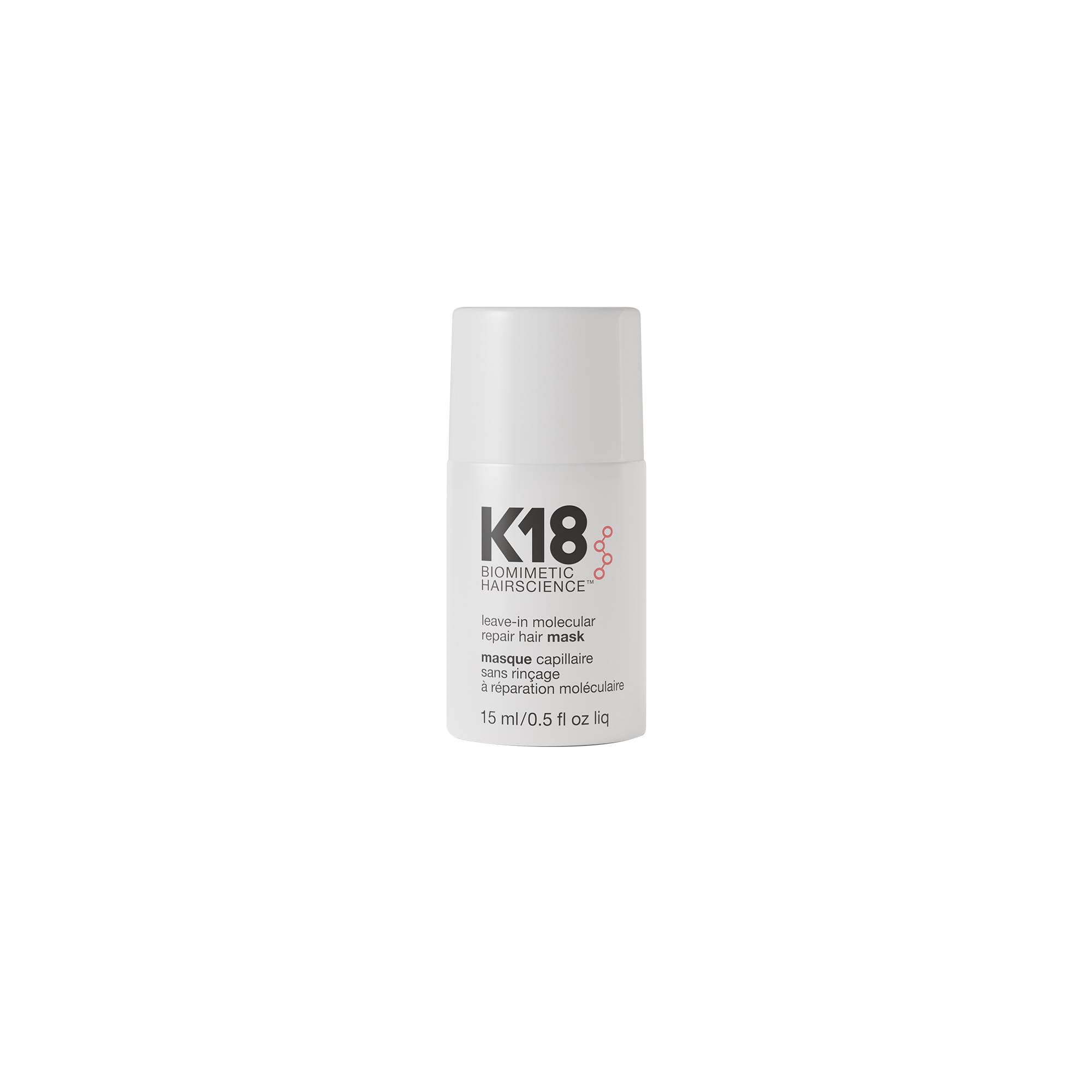Masque sans rinçage réparation moléculaire Hair Mask de la marque K18 Biomimetic HairScience Contenance 15ml - 1