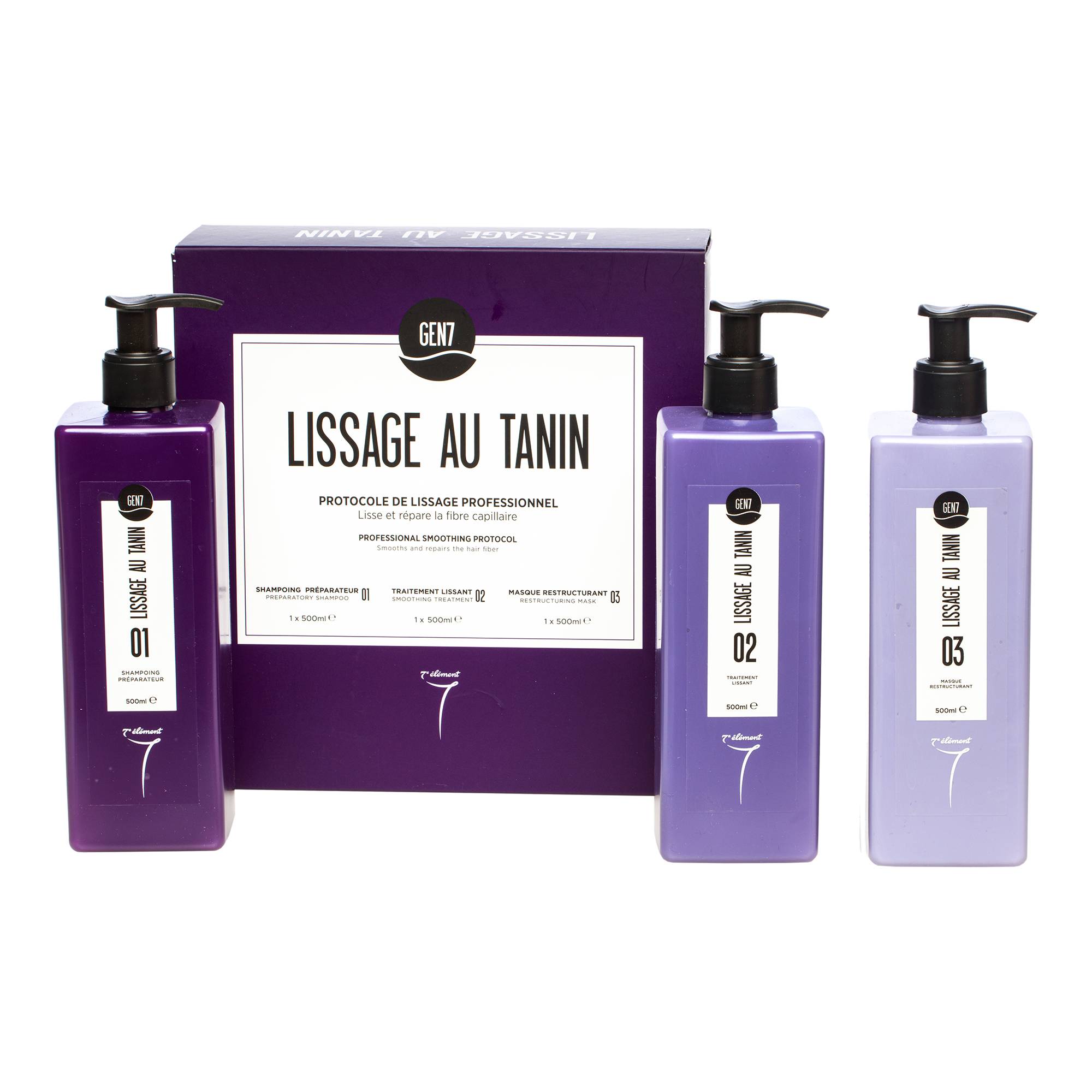Lissage au tanin GEN7 - Kit pro (3x500ml) de la marque 7e ÉLÉMENT Contenance 1500ml - 1