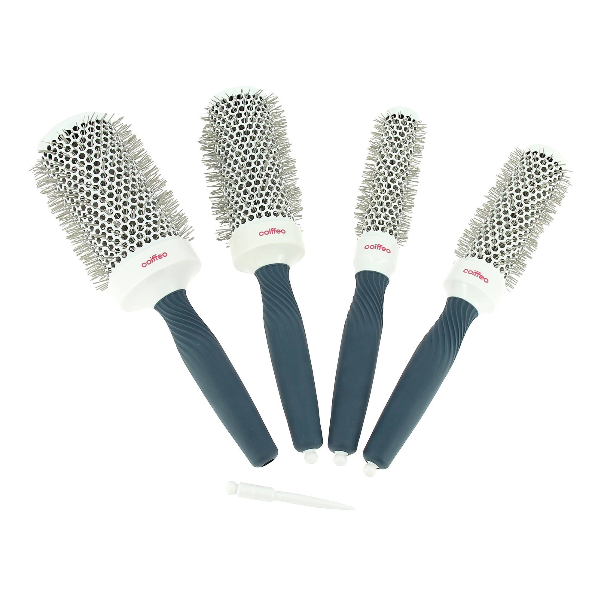 Set de 4 brosses rondes brushing céramiques 25, 34, 44 et 54mm de la marque Coiffeo - 1