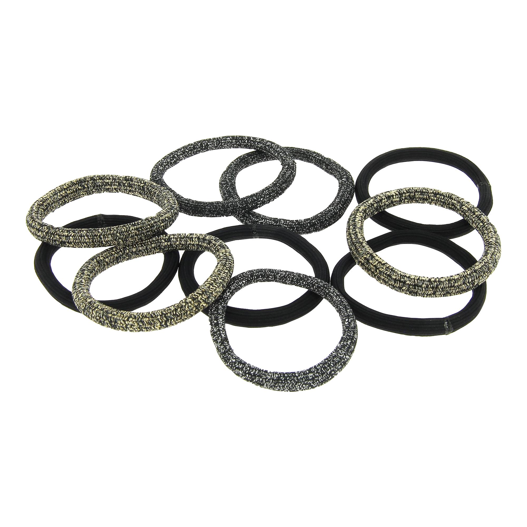 Elastique mousse noir et métalisé x10 de la marque Coiffeo - 1