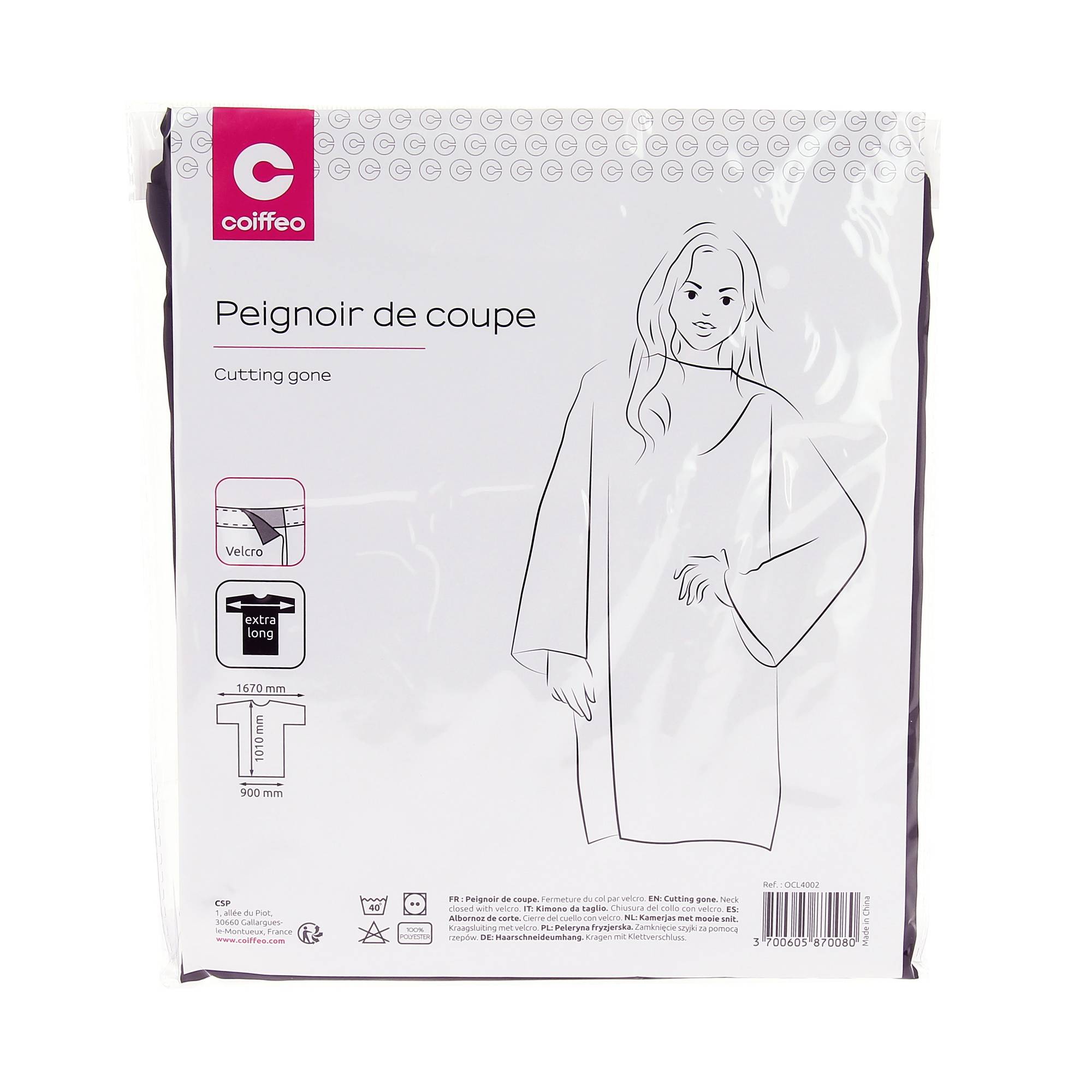 Peignoir imperméable noir simple velcro TU de la marque Coiffeo - 1