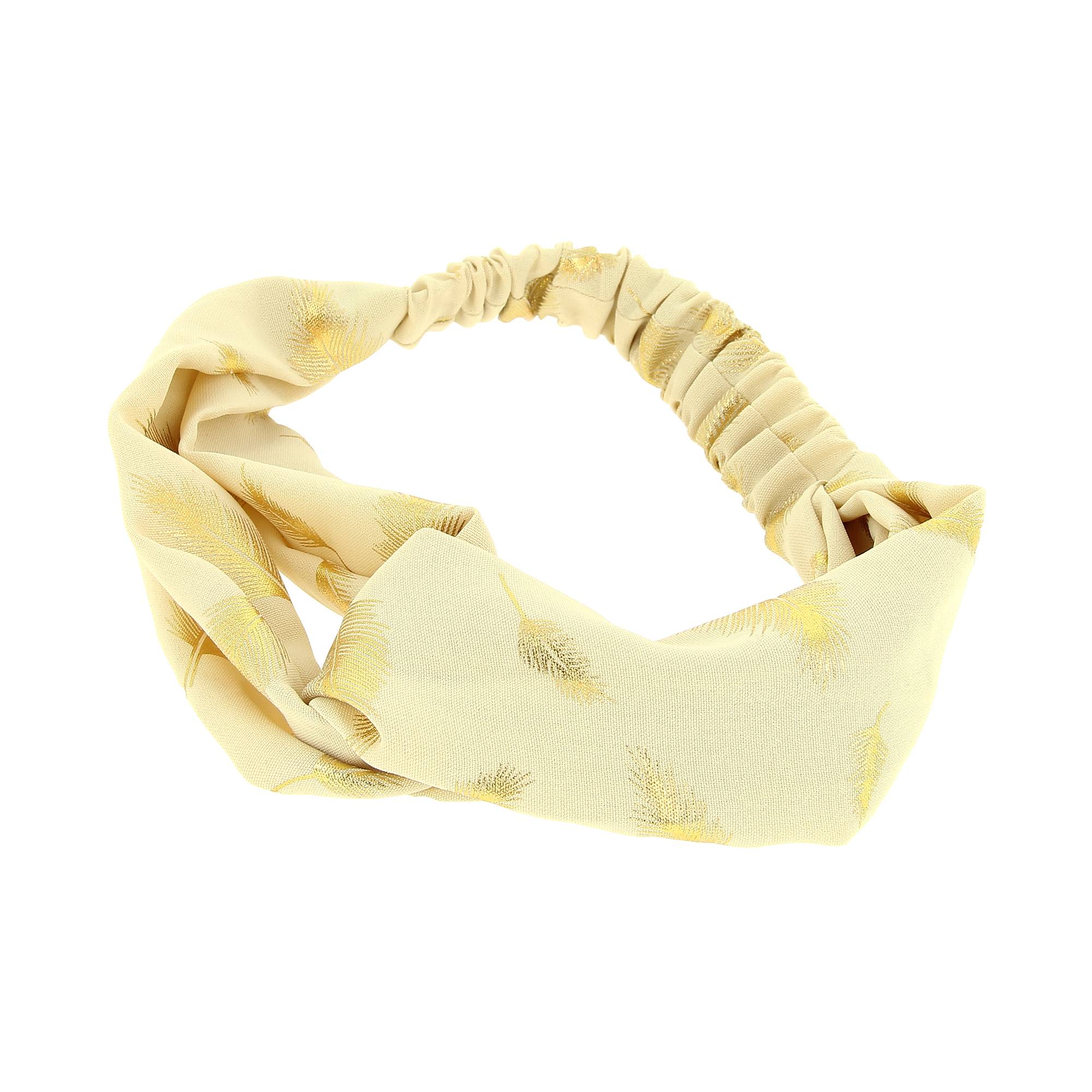 Bandeau beige imprimé doré de la marque Coiffeo - 1