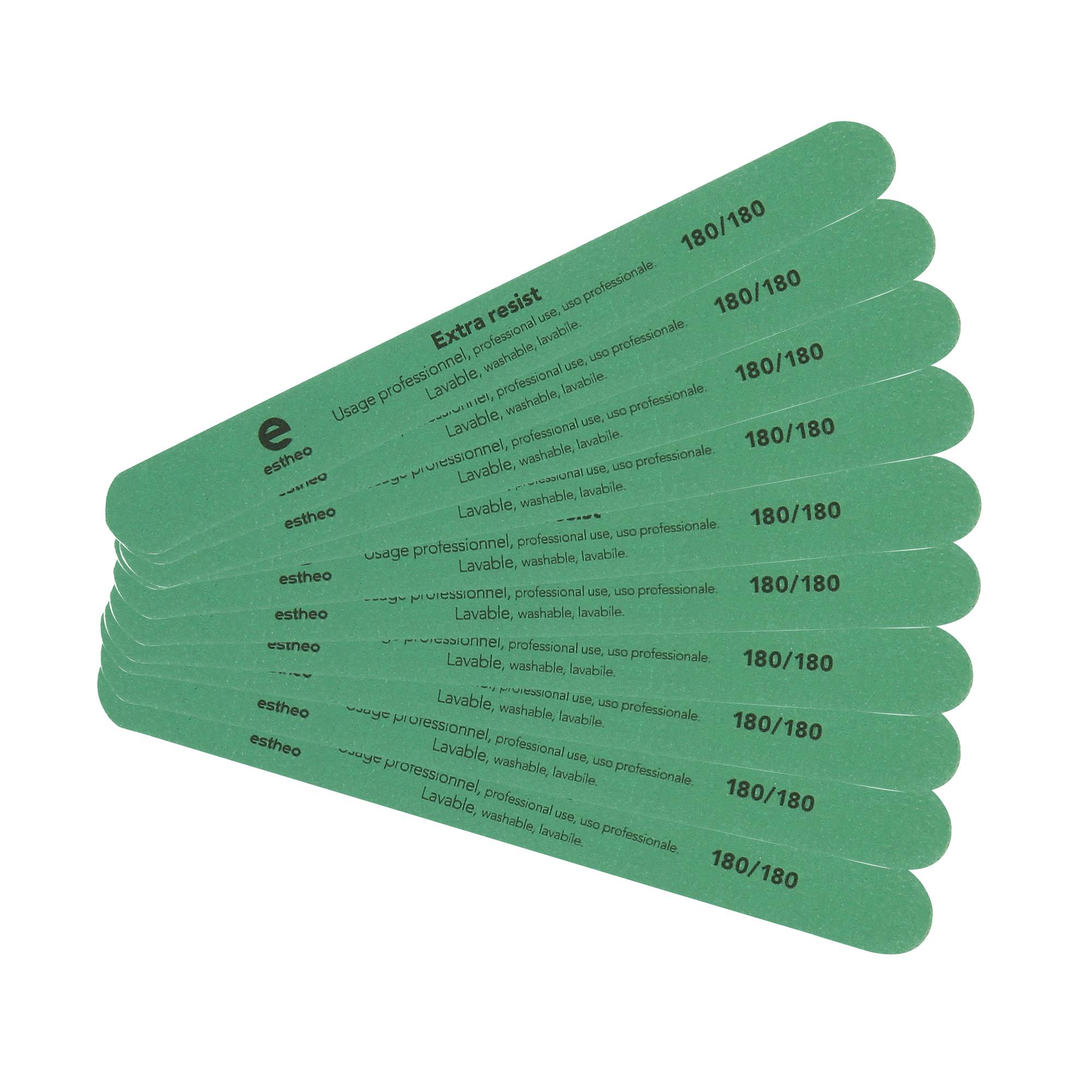 Lime à ongles droite 180-180 Extra resist Verte x10 de la marque Estheo - 1