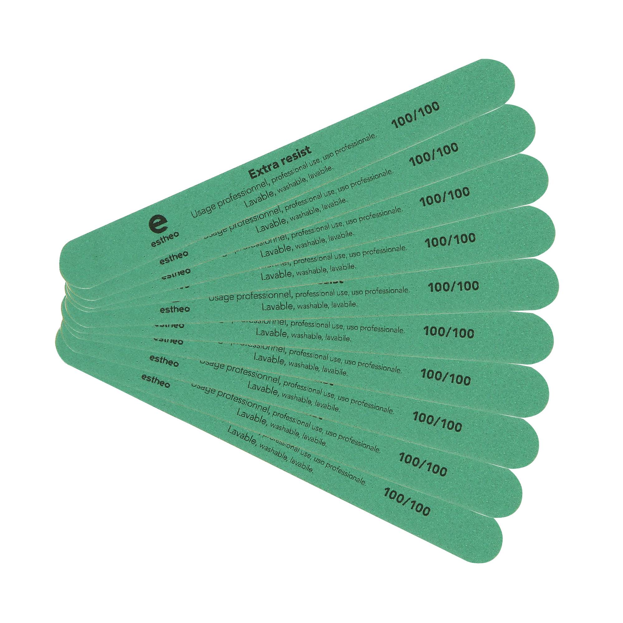 Lime à ongles droite 100-100 Extra resist Verte x10 de la marque Estheo - 1