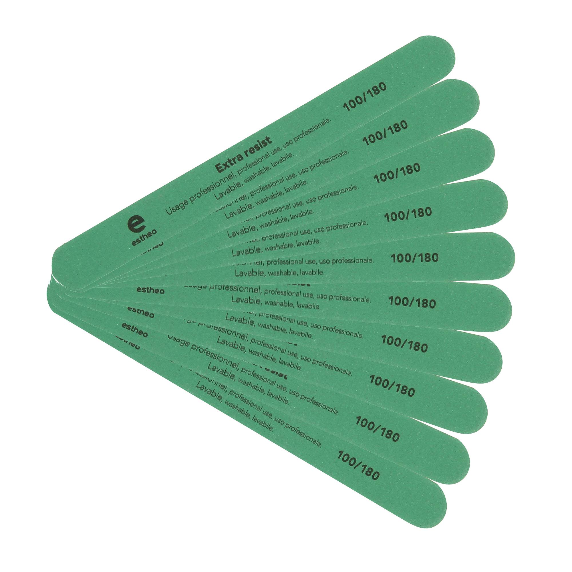 Lime à ongles droite 100-180 Extra resist Verte x10 de la marque Estheo - 1