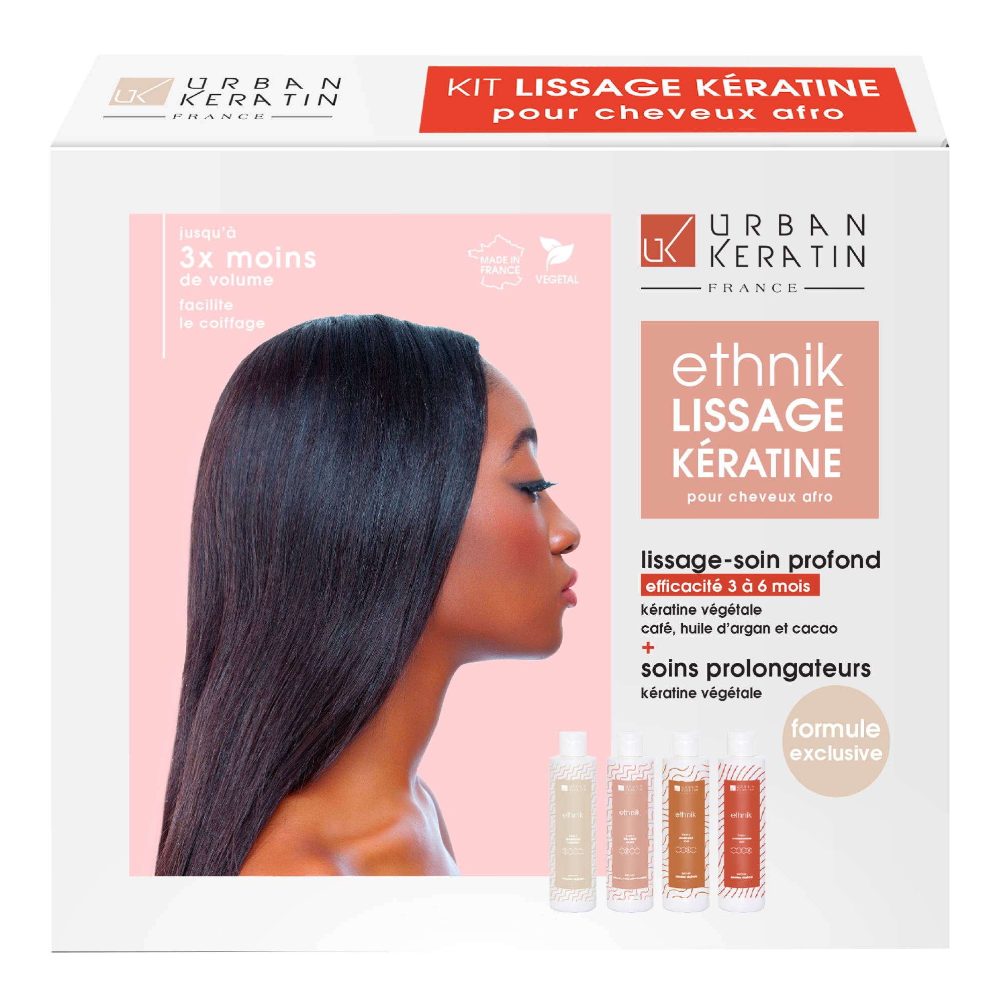 Mini kit Ethnik lissage brésilien (4x100ml) de la marque Urban Keratin Contenance 400ml - 1