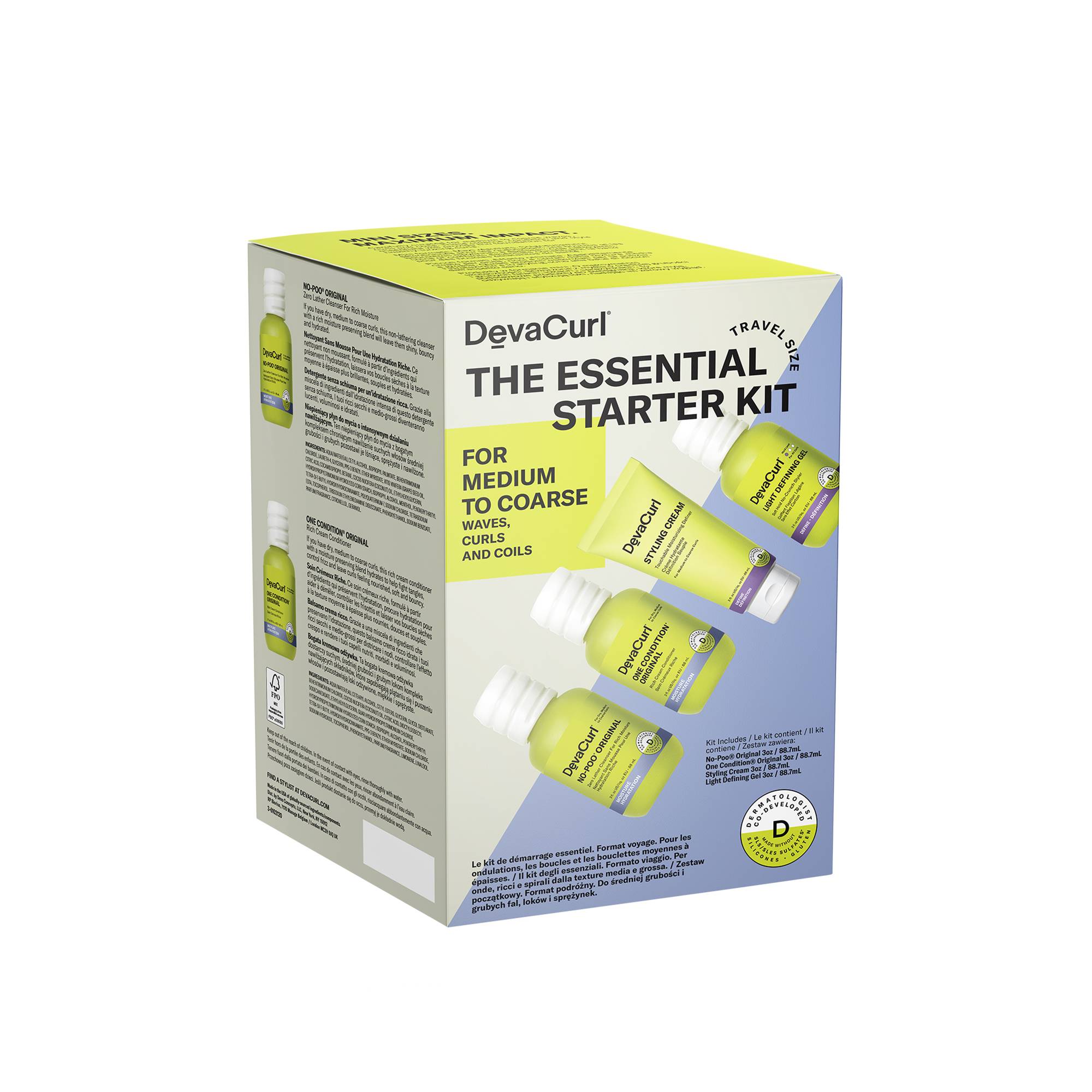 The Essentiel Starter kit - cheveux moyens à épais (4x88.7ml) de la marque DevaCurl Contenance 354ml - 1