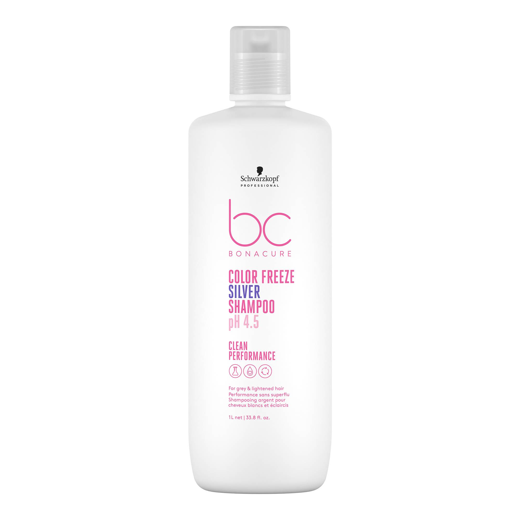 Shampooing argent cheveux blancs et éclaircis pH 4.5 Color Freeze de la marque Schwarzkopf Professional Contenance 1000ml - 1