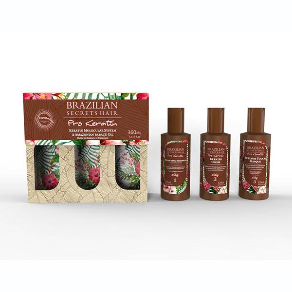 Kit lissage brésilien (3x120ml) - Pro Keratin de la marque Brazilian Secrets Hair Contenance 360ml - 1