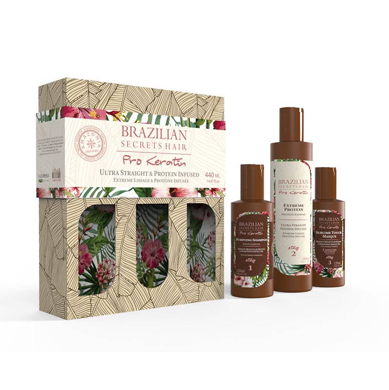 Kit lissage brésilien Extreme Protein (2x120ml + 200ml) de la marque Brazilian Secrets Hair Contenance 440ml - 1