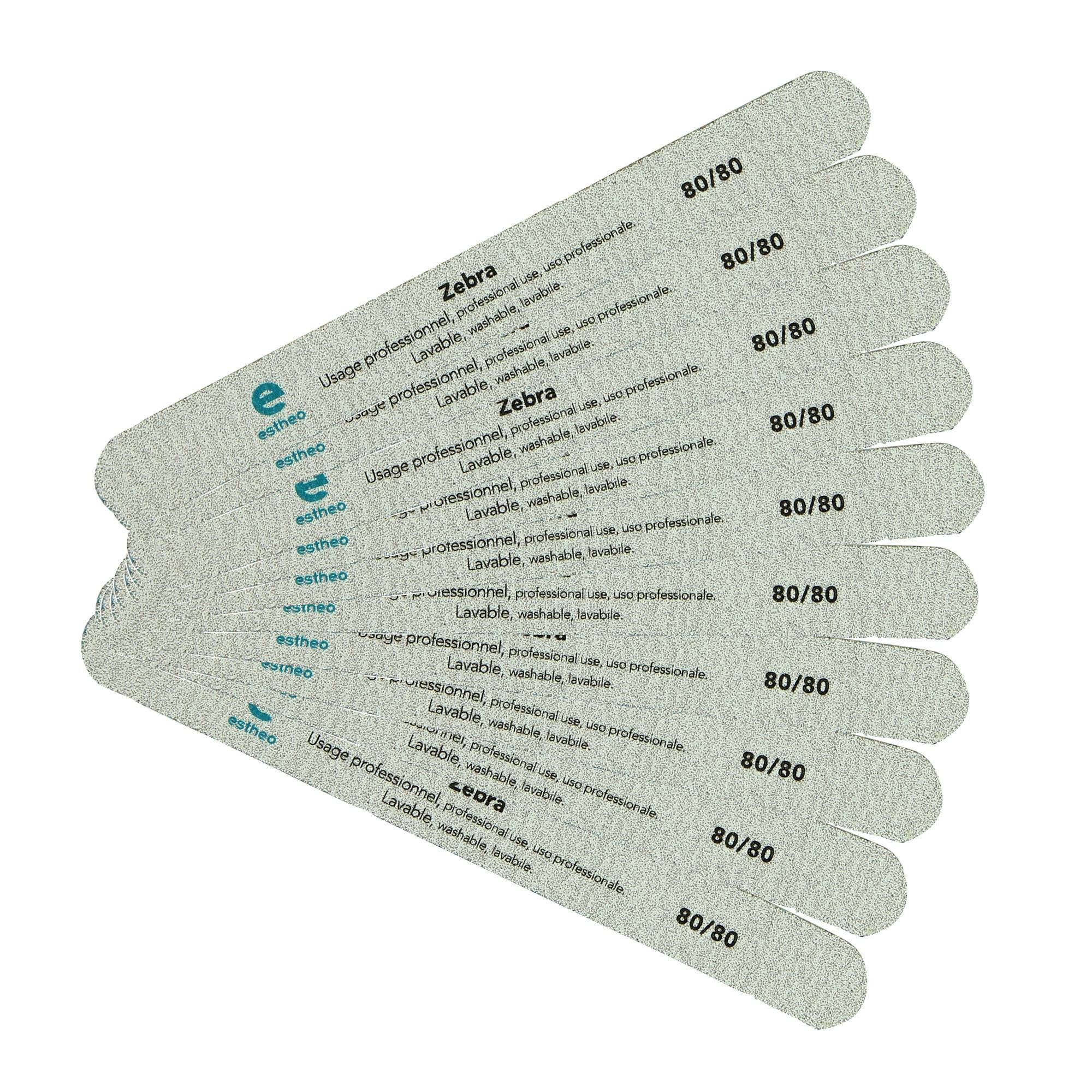 Lime à ongles droite 80-80 Zébra x10 de la marque Estheo - 1