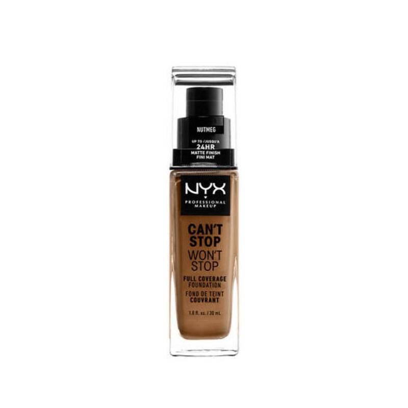 Fond de teint liquide Can't stop won't stop Nutmeg de la marque NYX Professional Makeup Contenance 30ml - 1