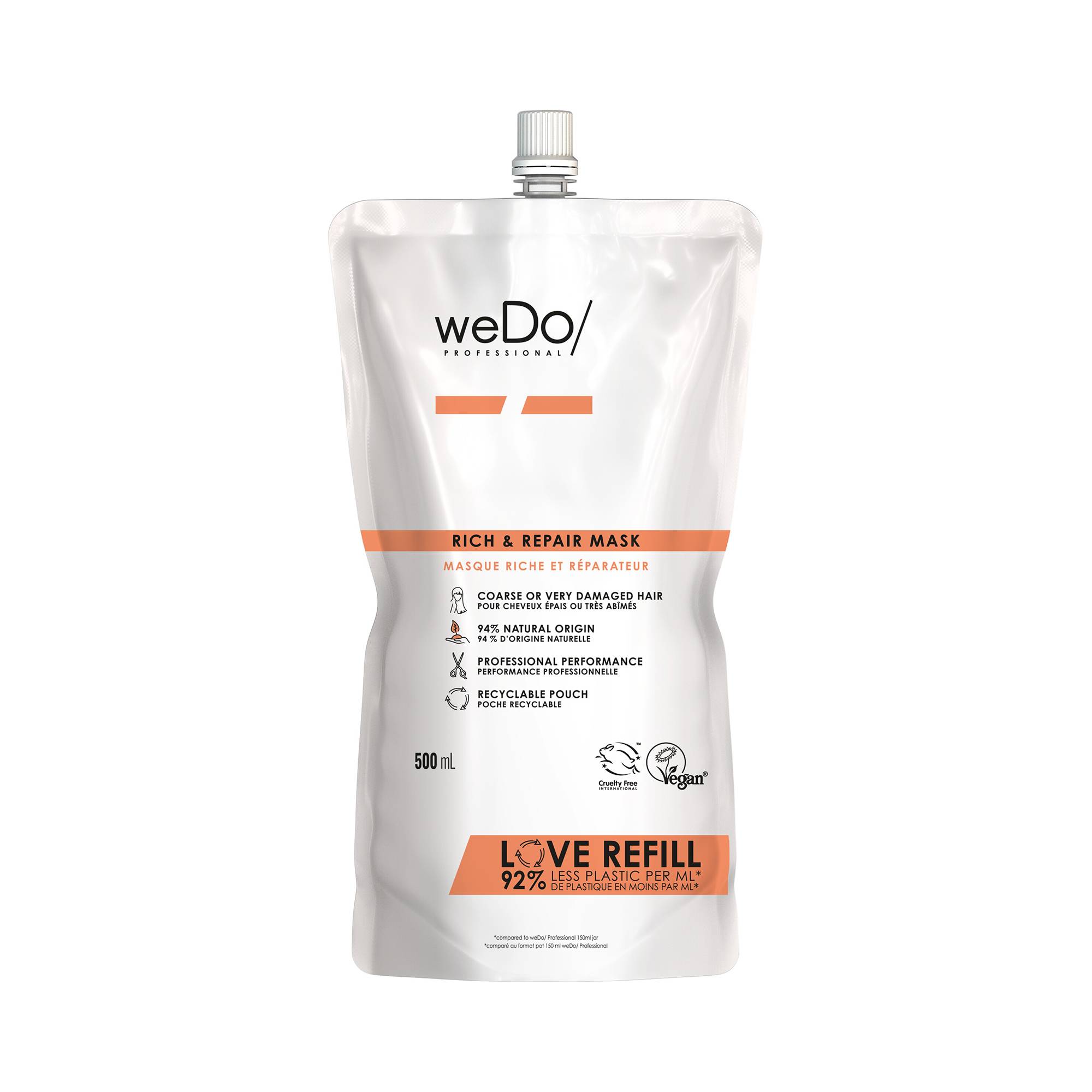 Masque riche et réparateur Rich & Repair de la marque weDo Professional Contenance 500ml - 1