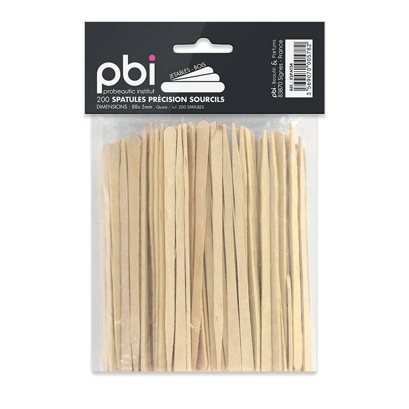Lot de 200 spatules sourcils précision Bois 8.8x0.5cm de la marque Pbi - 1