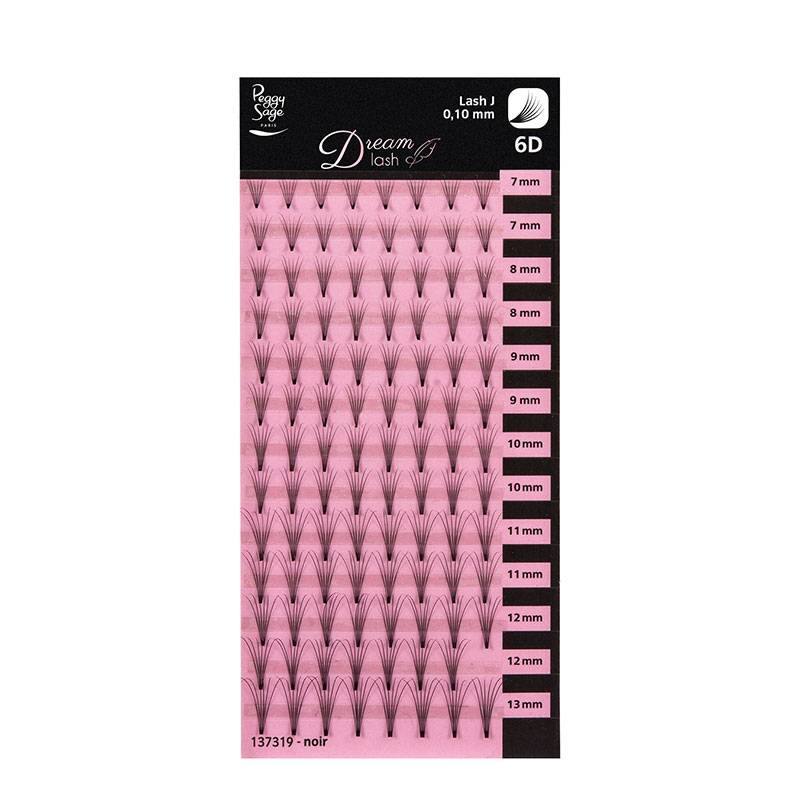 Extension de cils volume russe 6D Courbe naturelle 0.10x 7-8-9-10-11-12-13mm de la marque Peggy Sage - 1