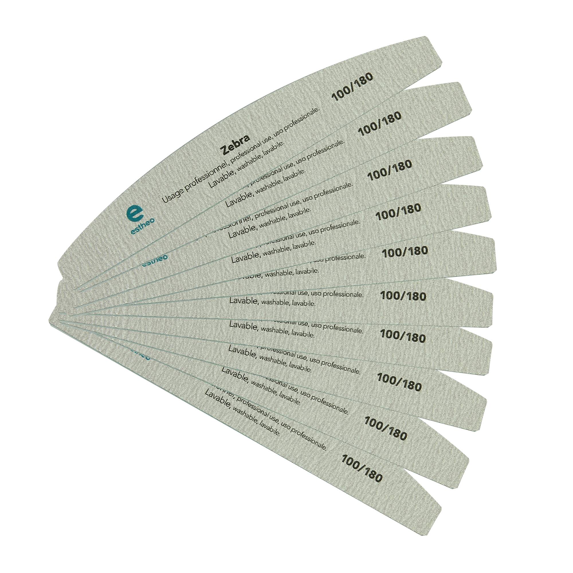 Lime à ongles demi-lune 100-180 verte Zébra x10 de la marque Estheo - 1