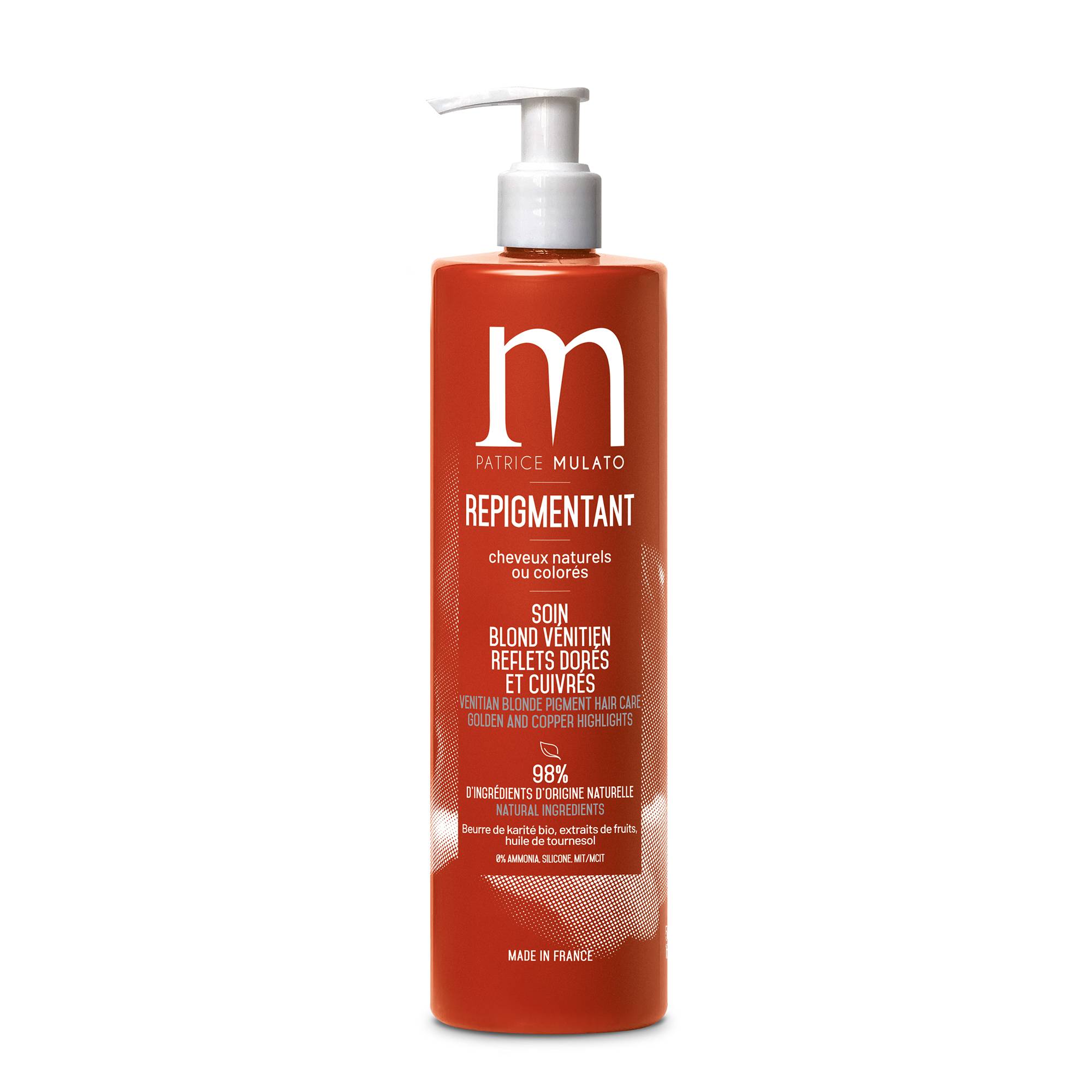 Soin Repigmentant Blond vénitien - reflets dorés et cuivrés de la marque Mulato Contenance 500ml - 1